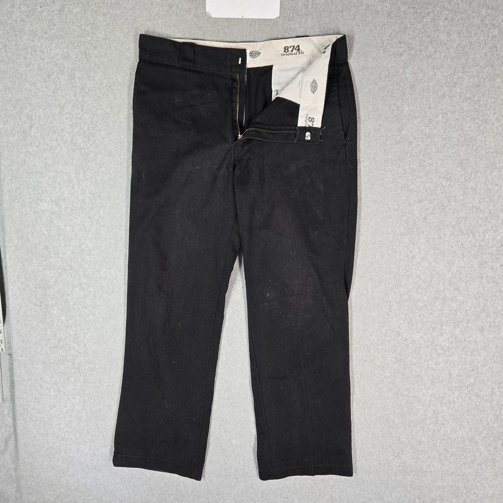 Dickies Men Pants Black Khakis‎ Twill 874 Work Pants Logo Original Fit 27.5"